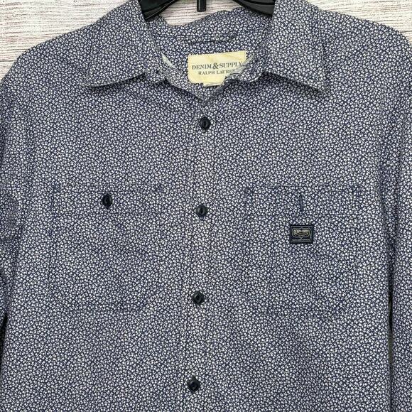 Ralph Lauren Denim & Supply Long Sleeve Micro Floral Button Up Shirt Size Medium - Picture 8 of 11